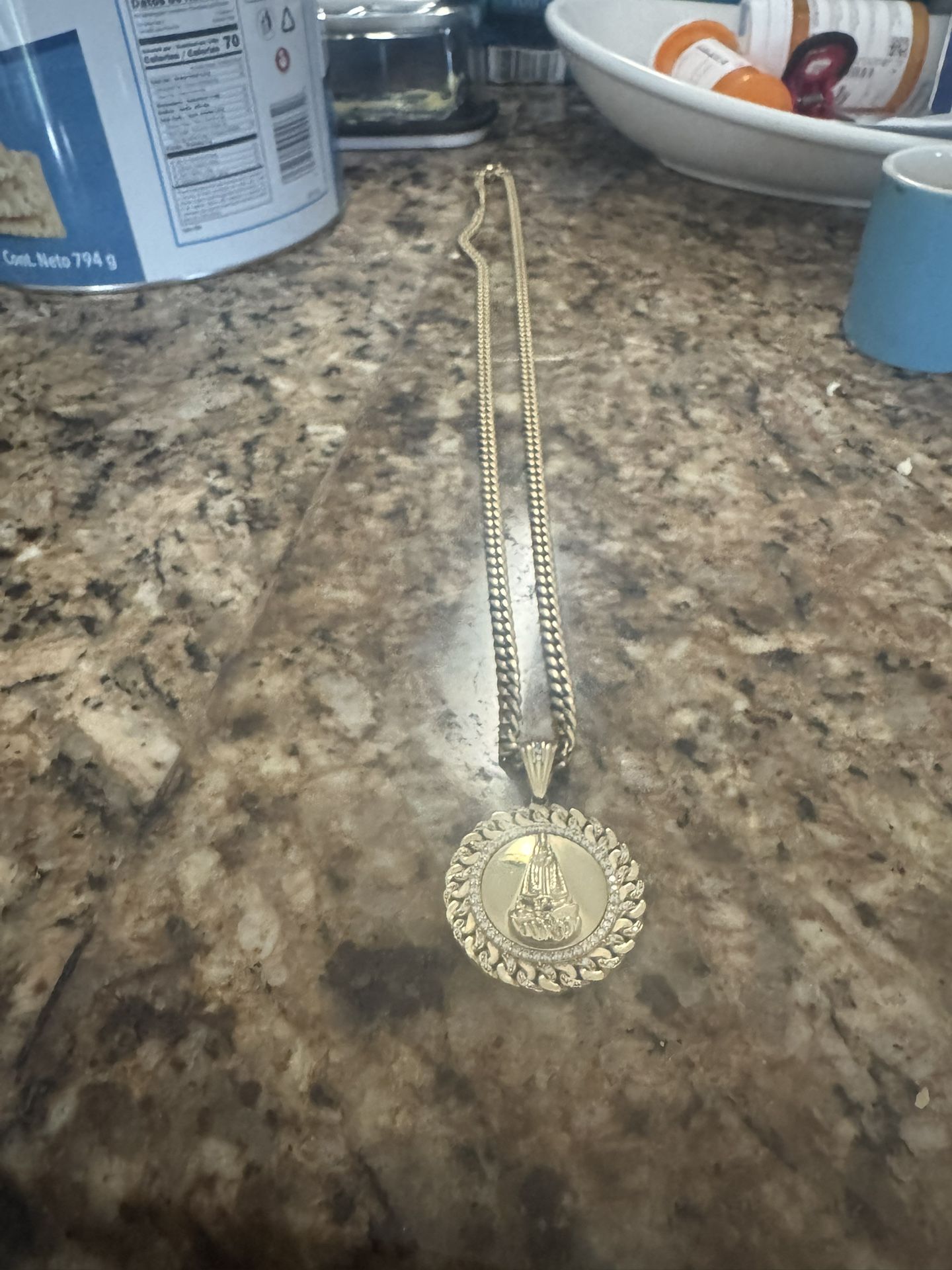 14k Cuban Link Chain With Pendant