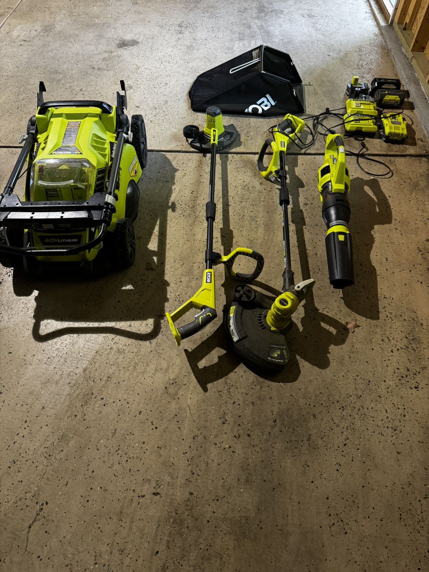 Ryobi Lawn Set - Mower, String Trimmer, Edger, Blower