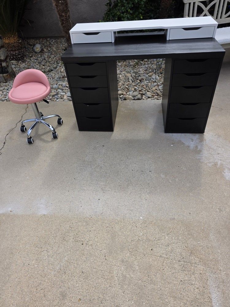 Desk With Chair And Organizer Shelf