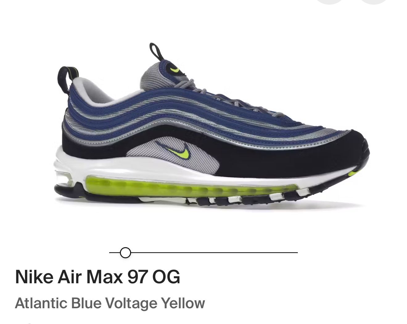 Nike Air Max 97 OG Atlantic Blue Voltage Yellow Sz 10.5