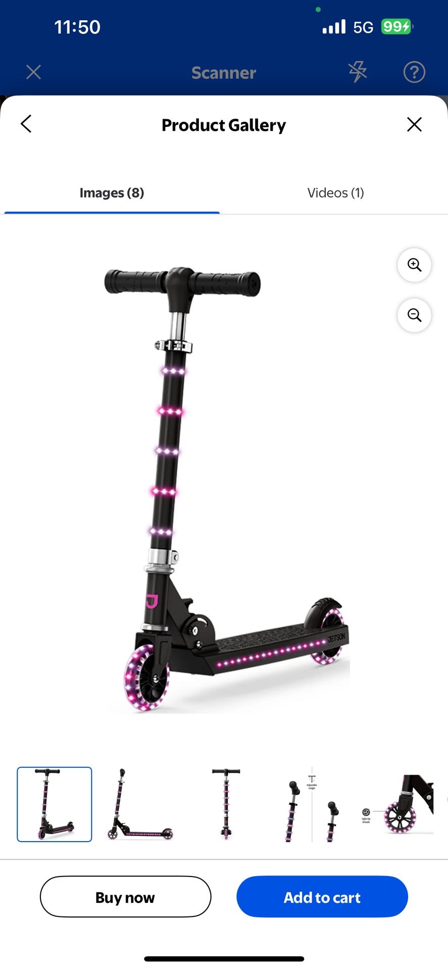 Jetson Orbit Light-up Folding Kids Kick Scooter, Black, Pink/Purple Lights, Ages 5+