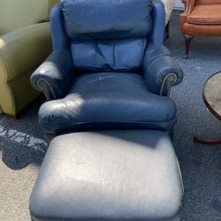 Blue Chair W/ Ottoman