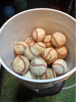 Bucket of batting practice baseballs