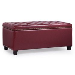 42 Inches Rectangle Leather Storage Ottoman