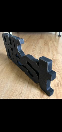 "our nest" farmhouse shabby black chalk 3D wooden sign 20 inches x 8 inches NEW IN BOX makes a great gift! 