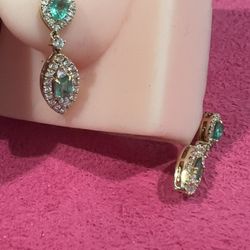 18k japan gold natural emerald earrings