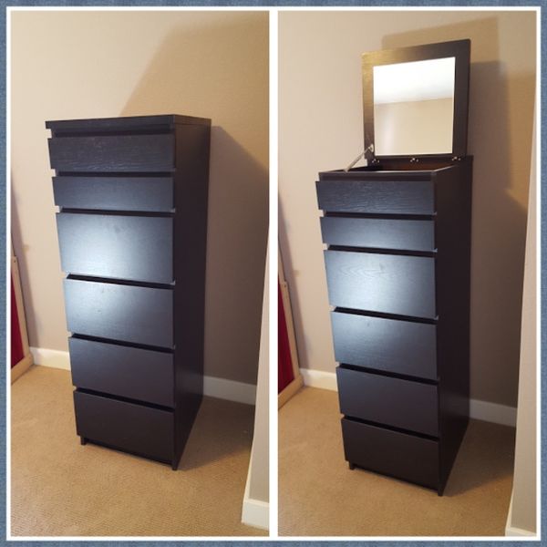 Ikea Malm 6 Drawers Dresser With Mirror Excellent Condition For