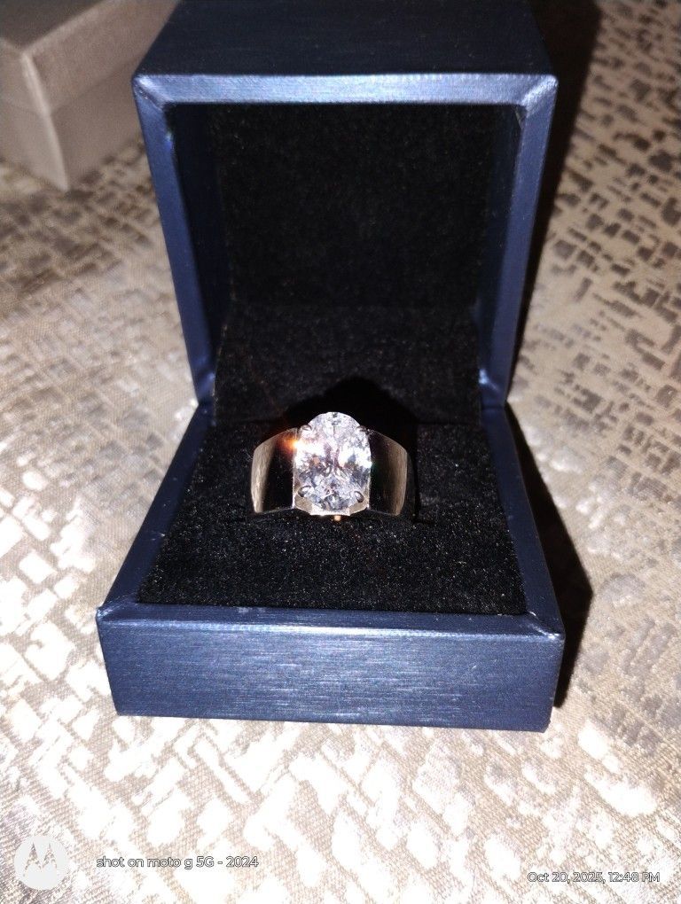 Sayabling Solid Sterling Silver White Sapphire Ring
