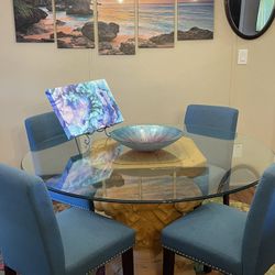 Beautiful Glass Kitchen Table With 4 Chairs 