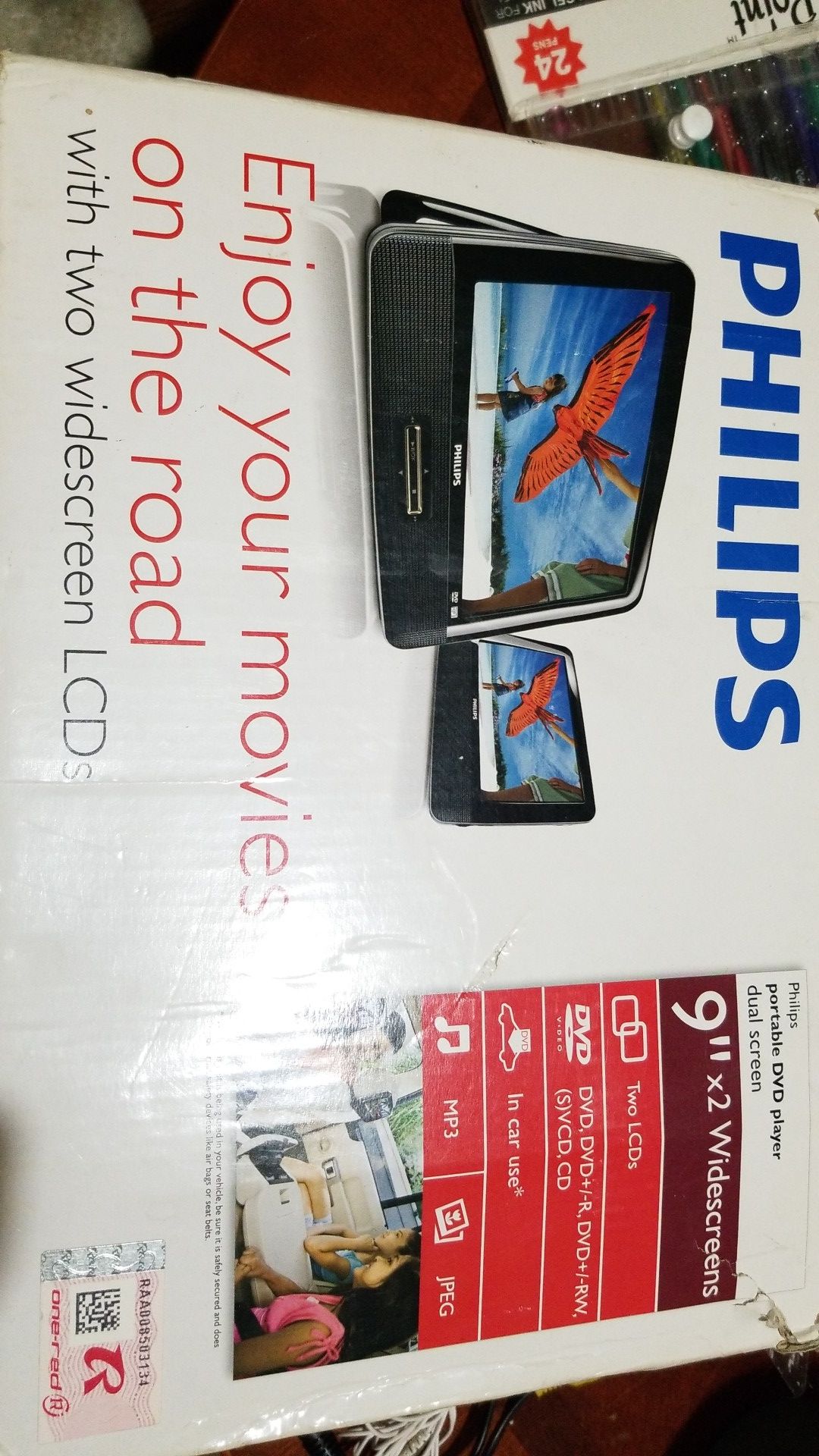 PHILIPS Dual 9" PORTABLE DVD PLAYERS×2