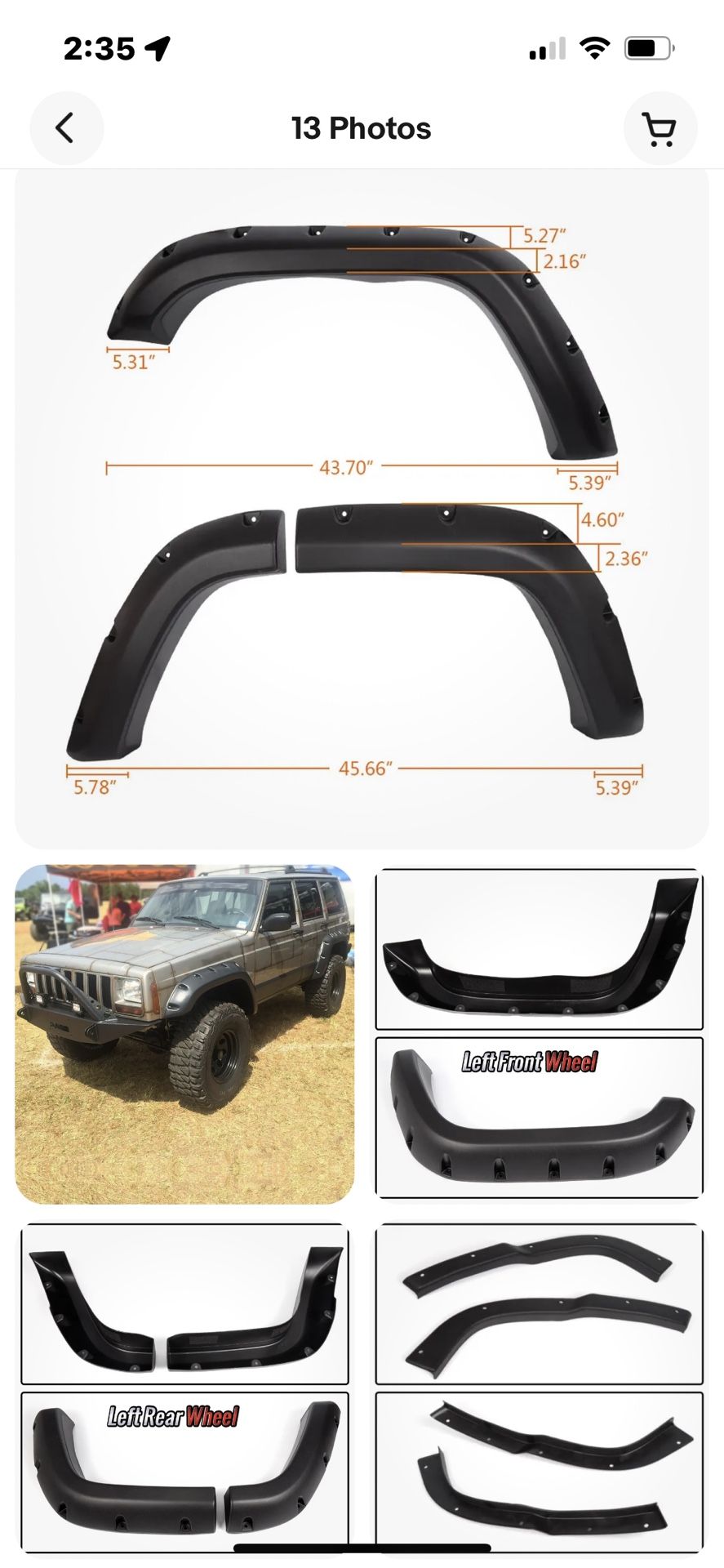 84-01 Jeep Cherokee XJ Fender Flares
