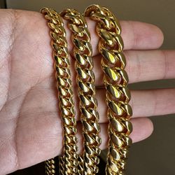 18k Gold Chain Necklace Cuban Link Miami Style
