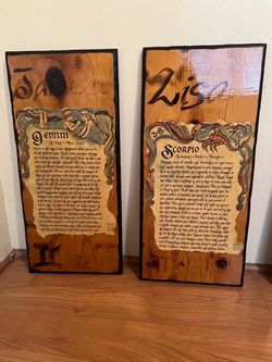 Gemini & Scorpio Zodiac Wood Wall Plaques – Set of 2