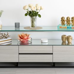 Modern Glass And Mirror TV Console - Contemporary 