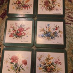 Beautiful Vintage Pimpernel Botanical Wildflower Drink Coaster Set Of (6). Made In England.