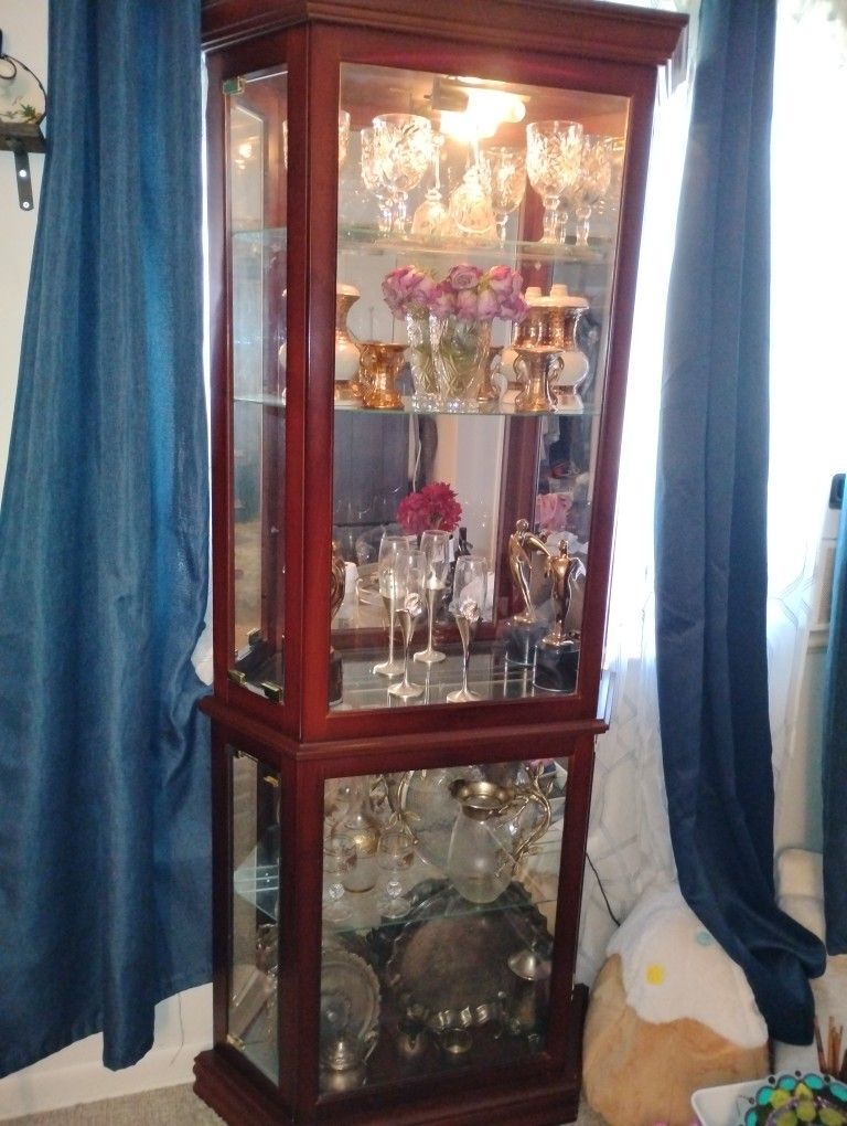 mogagany Color Curio Cabinet &Sofa Table  set