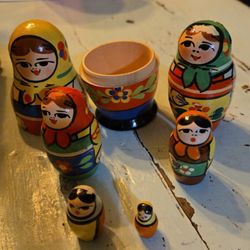 Vintage Wooden Matryoshka Russian Doll