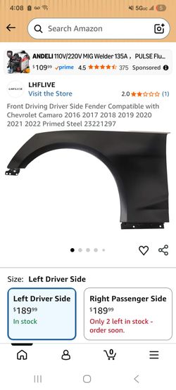2016-2022 Chevy Camaro Driver Side Fender - Brand New (Primed)