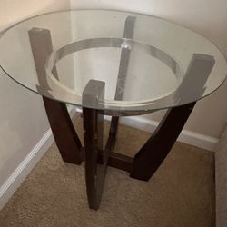 Modern Glass Top Side Tables (Set of 2) – Dark Wood Base