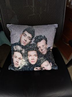 "One Direction" 90's Boy Band Sequin Pillow 14”x14” Harry Styles