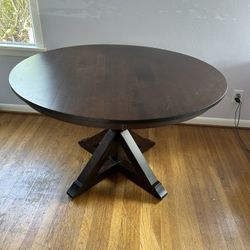 Solid Dark Wood Dining Room Table 