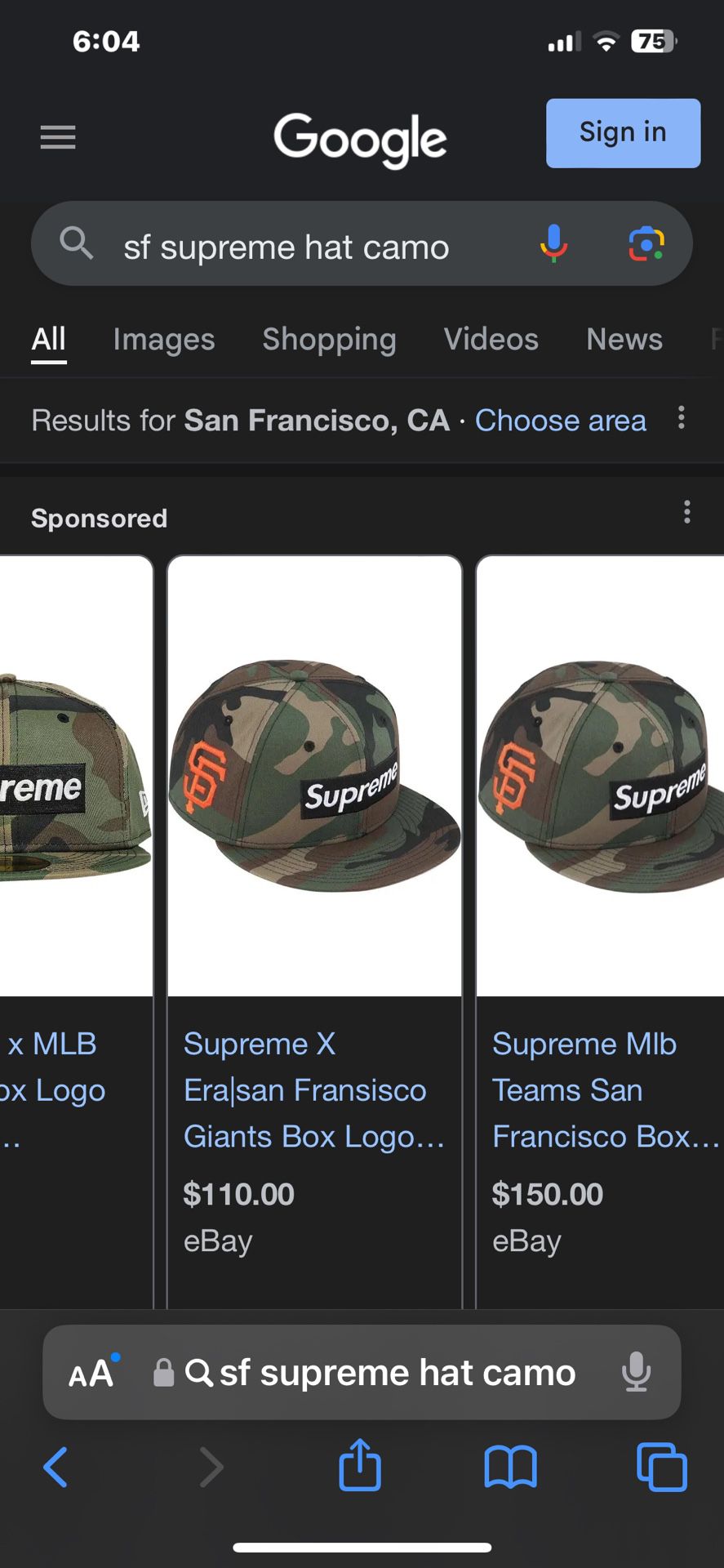 supreme hat SF 