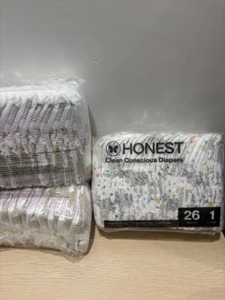 SIZE 1 DIAPERS HONEST DIAPERS 76 COUNT - 3 PACK BUNDLE