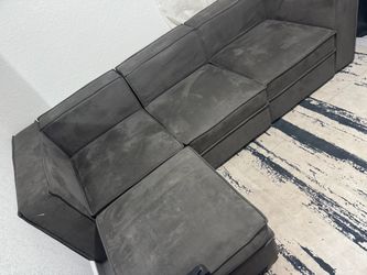 Grey sofa with ottoman