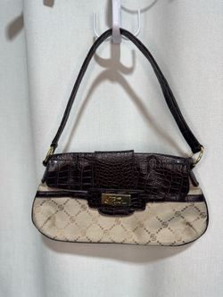 Y2K FUBU Monogram Canvass Croc-Trim Shoulder Bag