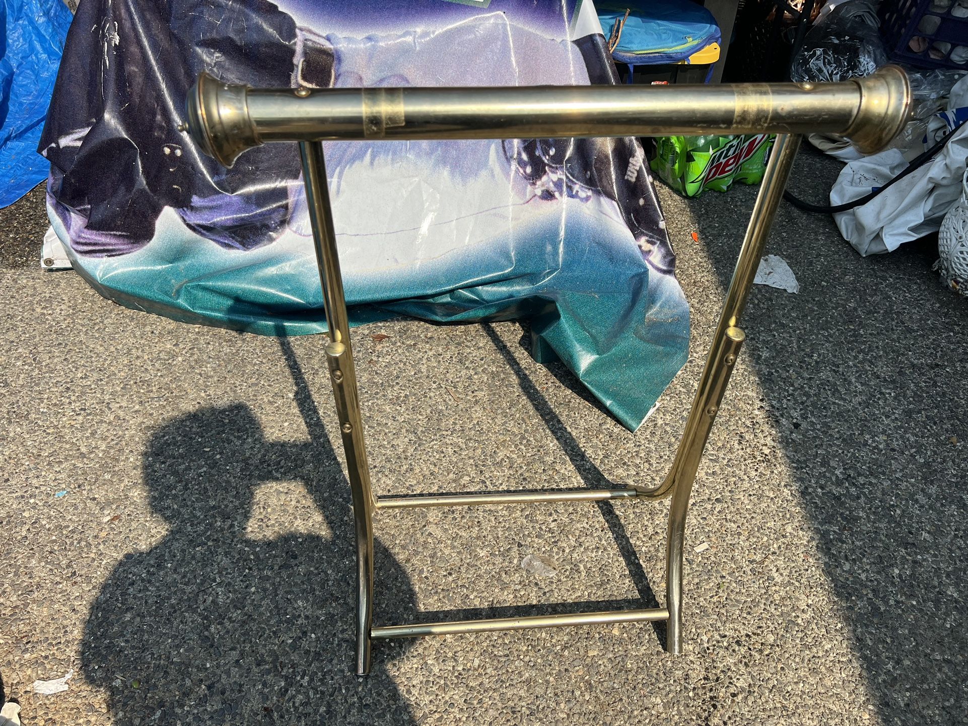 VINTAGE BRASS CHROME LOOK QUILT BLANKET RACK STAND
