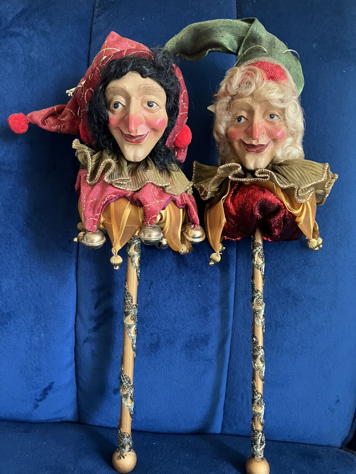 2 Court Jester Ornament On A Stick