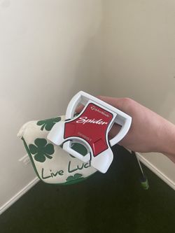 Right Handed Taylormade Ghost Spider 35” Putter/with Upgraded Grip And Custom Headcover 