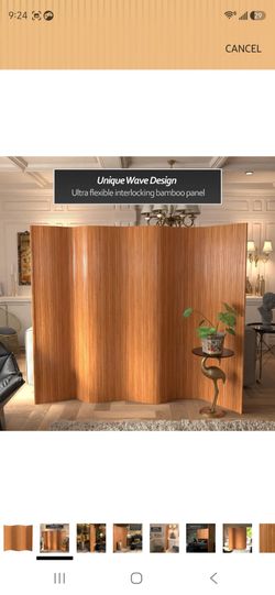 Red Lantern 6 ft. Tall Bamboo Wave Screen - Natural