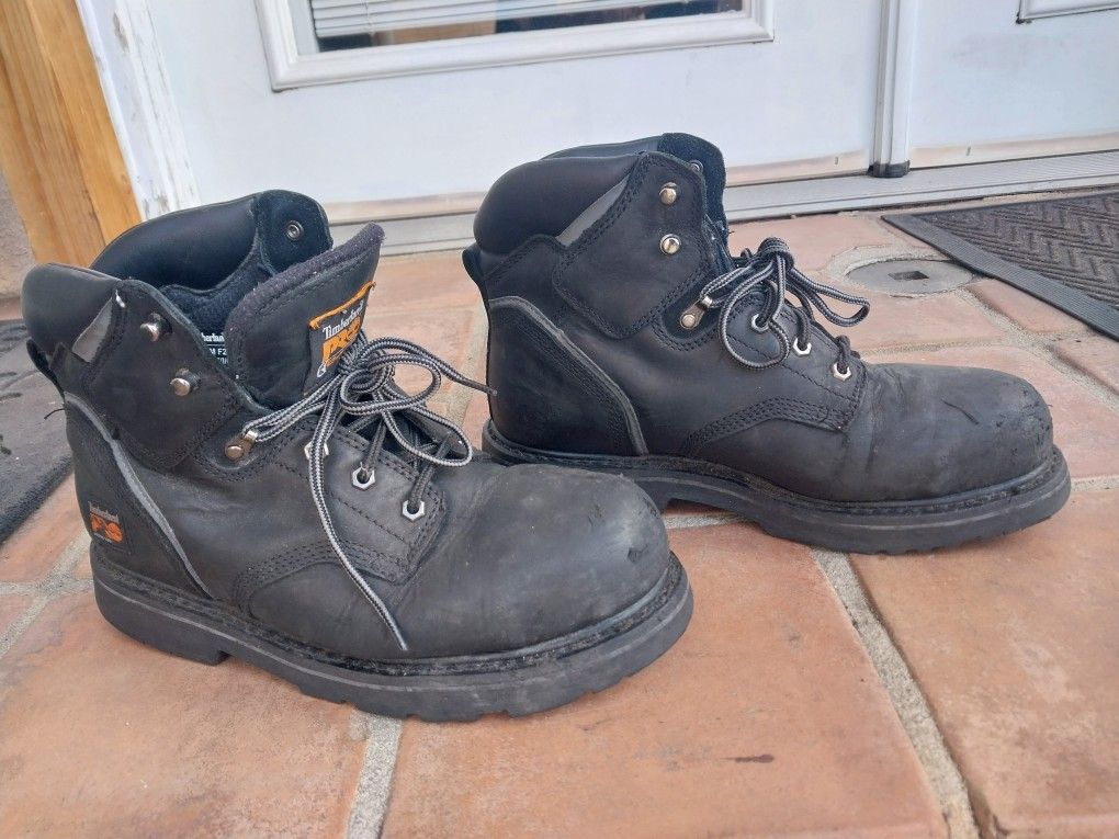 TIMBERLAND LEATHER STEEL TOE WORK BOOTS SIZE 10 GOOD CONDITION USED COUPLE TIMES