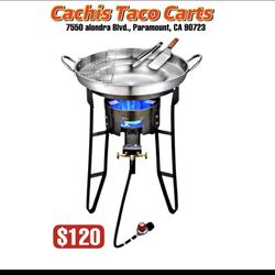 set de 6 piezas, comal, base,quemador de alta precion, escurridor palita y pinza