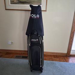 New Polo Golf Caddie Cart Bag Wheeled Rolling Suitcase Black Gold