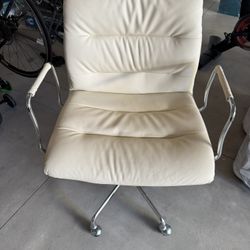 White Faux Leather Desk Chair 