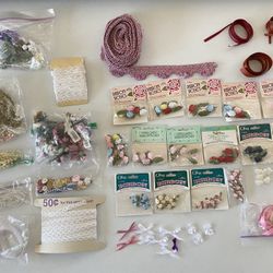  CRAFT / SEWING RIBBON, ROSES, TRIM & BEADING