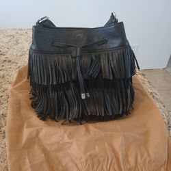 Purse  - Ralph Lauren Cow Leather Black Designer Cobden Draw String Shoulder Handbag