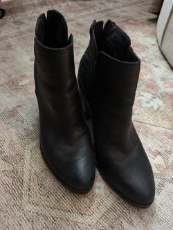 BP Black Leather Ankle Boots with Block Heel