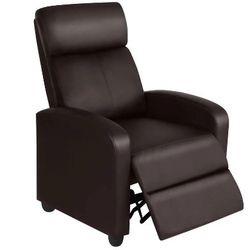 Recliner Arm chair Single Padded Seat PU Leather Sofa Lounge Home Living Room Theater Seating W/Adjustable Leg Rest and Reclining Functions