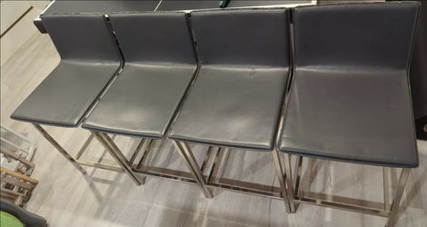 CB2 Phoenix Carbon Grey Counter Bar Stools - set of 4