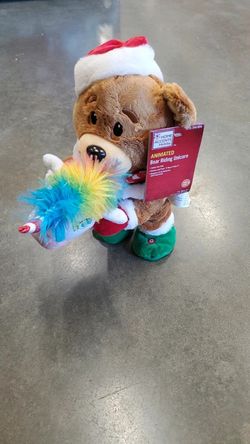 Home Accents Animated Bear Riding Unicorn Christmas Motion Prop Toy Plush