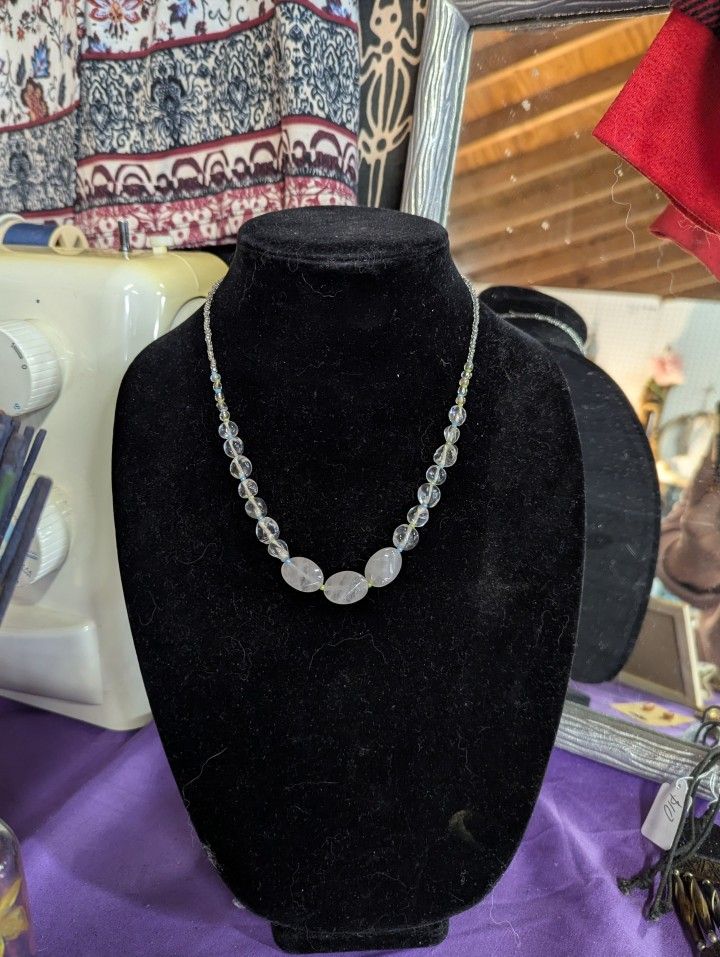 White Glass Bead Handmade Necklace