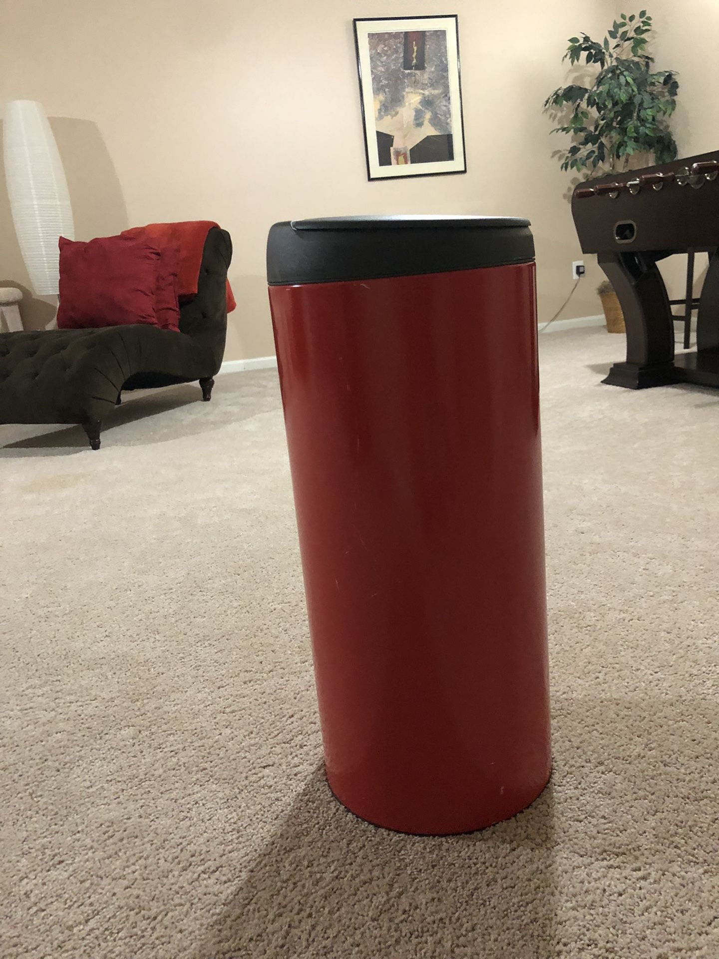 Tall, Red Trash Can