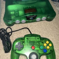 Nintendo 64 Funtastic Jungle Green Console With Expansion Pak & WWF No Mercy 