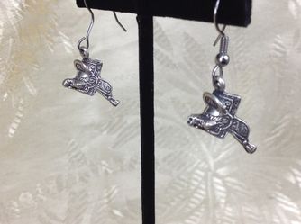 Western Horse SADDLE 925 Sterling Silver Earrings