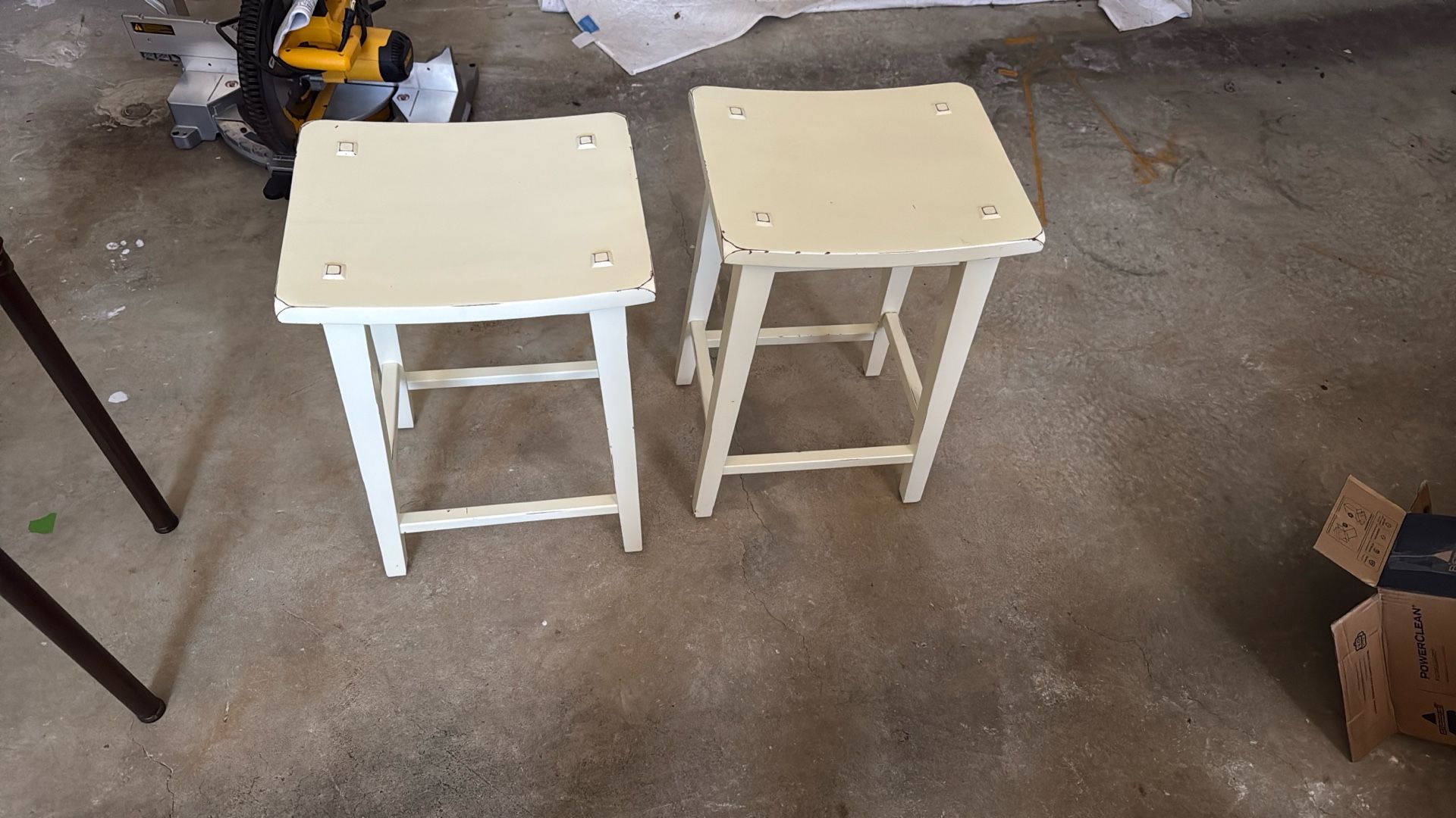 2wooden Cream Color Bar Stools