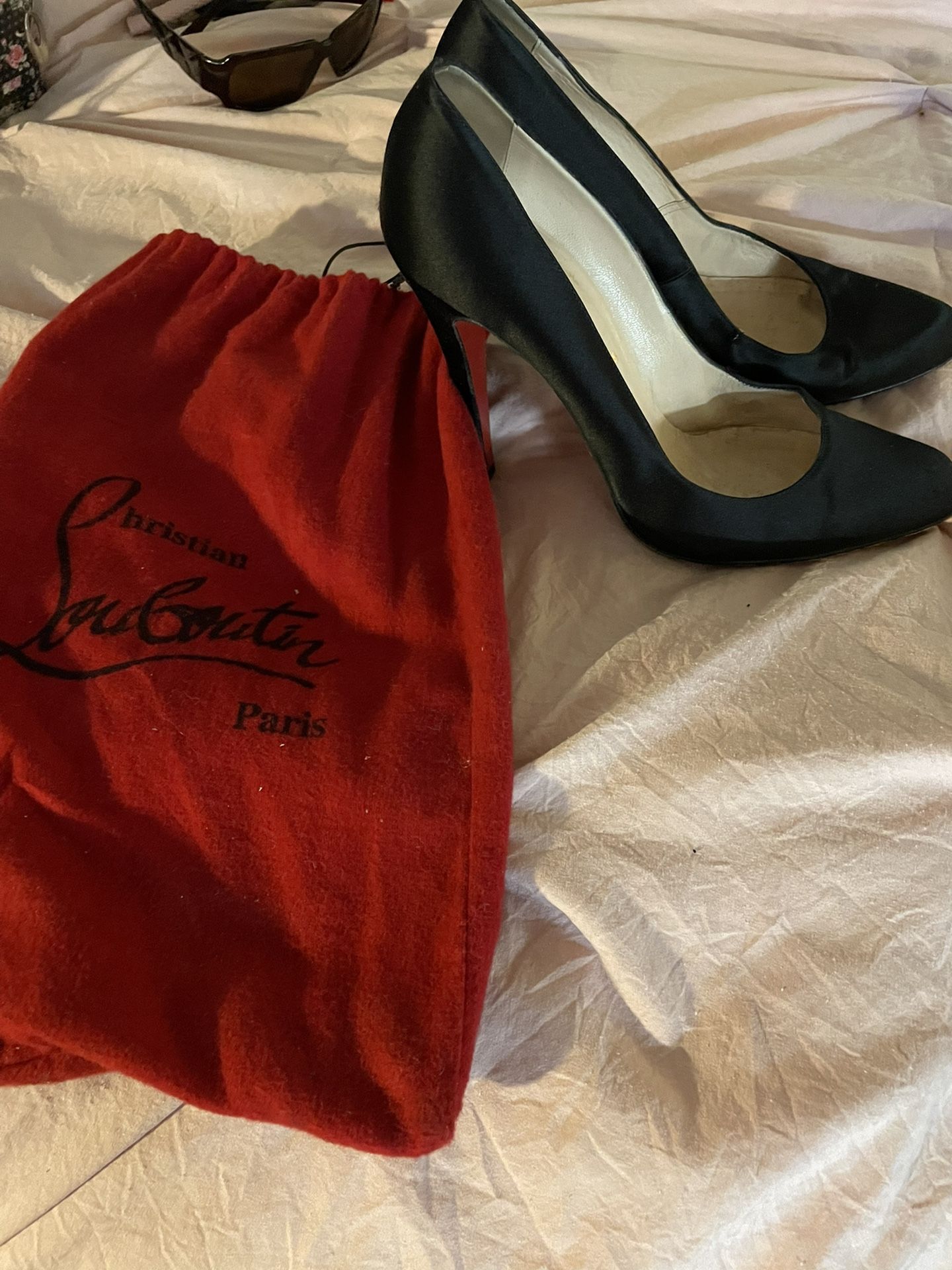 Black Satin Christian Louboutin Heels Us Size 9