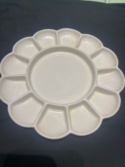 Round Porcelain Watercolor Paint Mixing Tray Ceramic Paint Palette 13 Wells, 8 inch